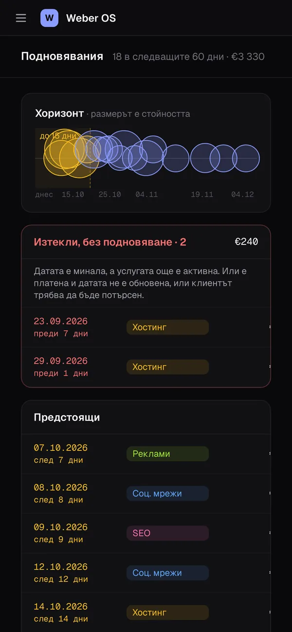 Weber OS — подновявания на телефон